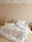 Cream Floral Ruffle Bedding Set