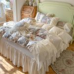 Cream Floral Ruffle Bedding Set